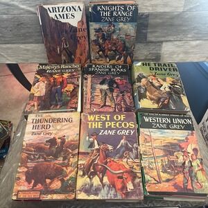 Vintage Zane Grey Western Book Lot of 8 Grosset & Dunlap Hardcover Dust Jackets